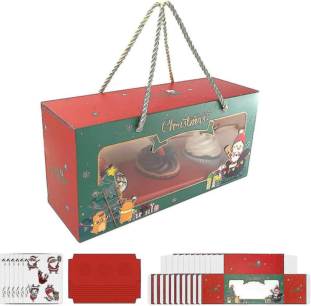Kek Kutuları. Noel 3 Pencere Noel ile Standart Boyutlu Cupcake Taşıyıcı