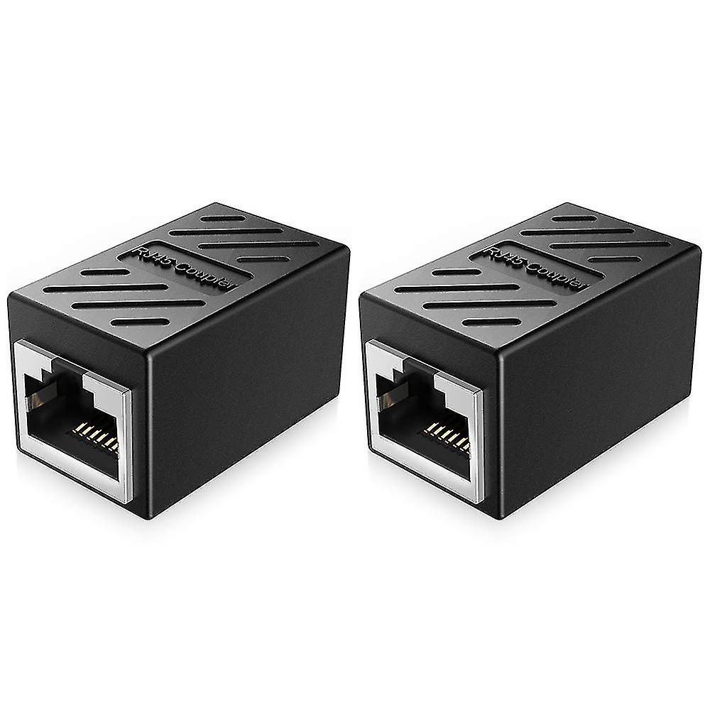 2pcs Rj45 Kobling Extender, Ethernet kabel extender adapter kvinde til kvinde, sort