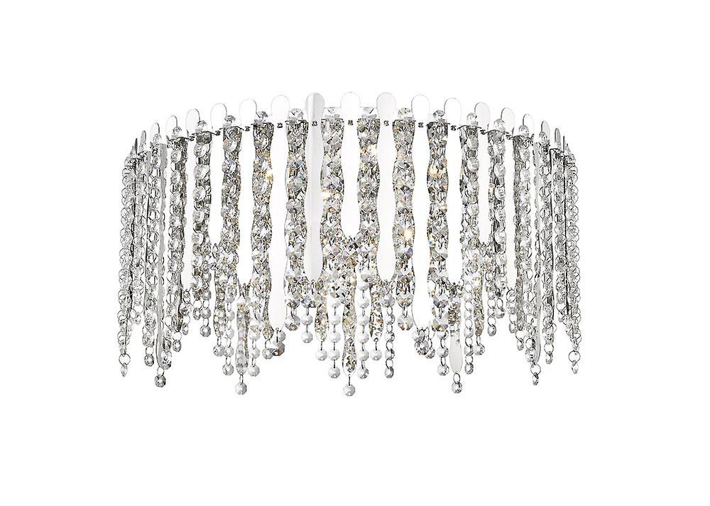 Impex Belize 6 Light LED Flush Ceiling Light Chrome Crystal Ceiling Light