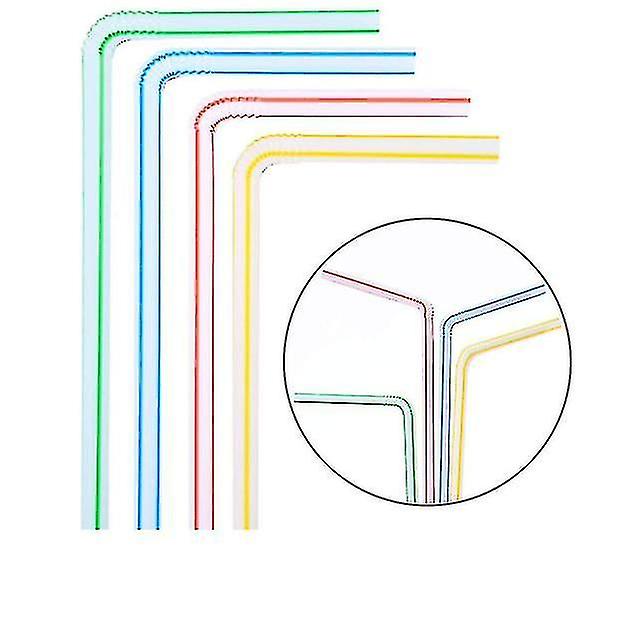200pcs Plastic Straws Multicolor Striped Bed Disposable Straws