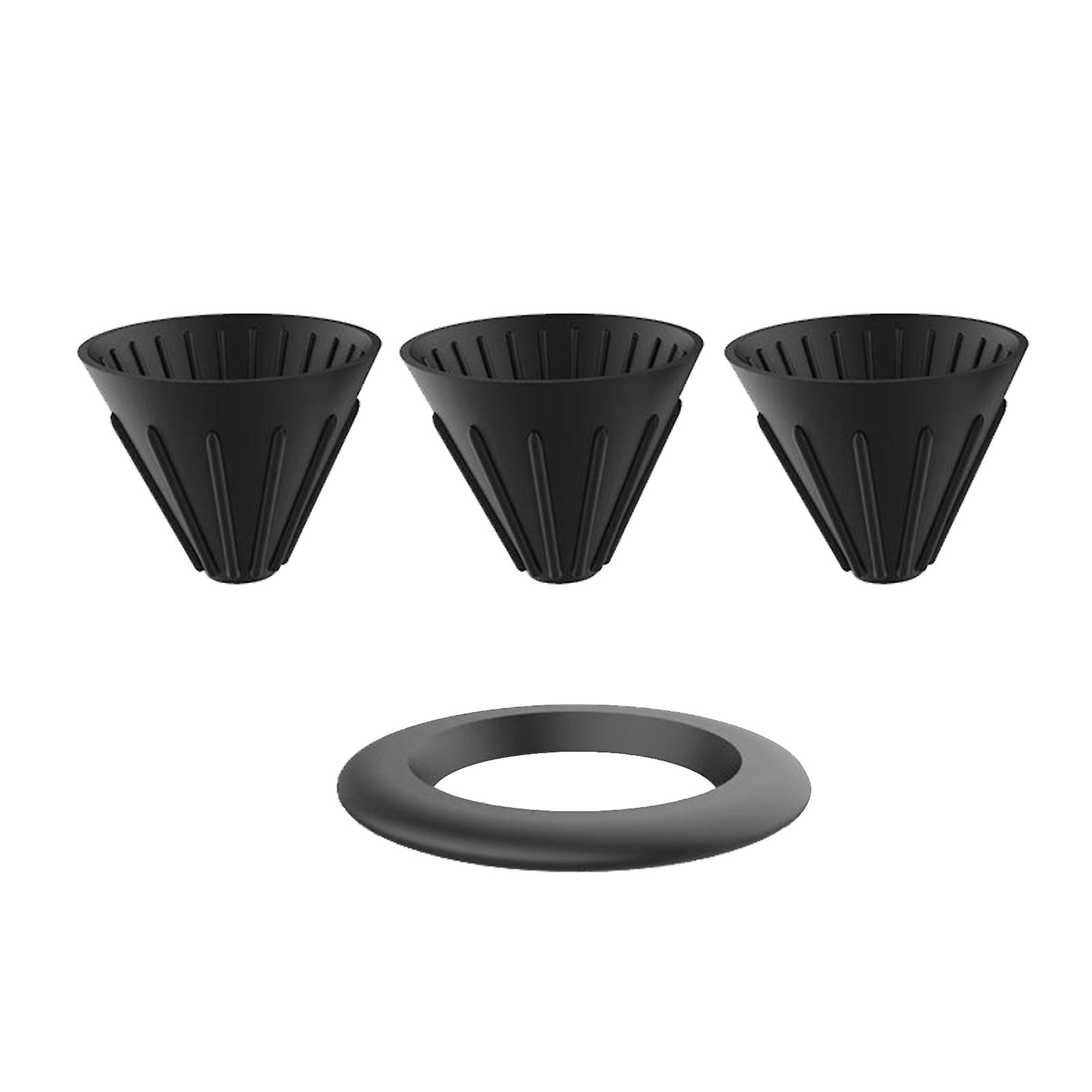 Silicone Pour Over Cone Dripper Reusable Coffee Filter with Stand Ring Black