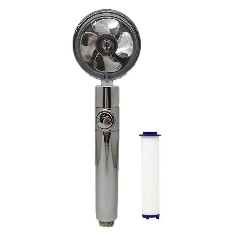 1pc Shower Head Water Saving Flow 360 Degrees Rotating With Small Fan Abs Rain High Pressure Spray Nozzle Bathroom Accessories