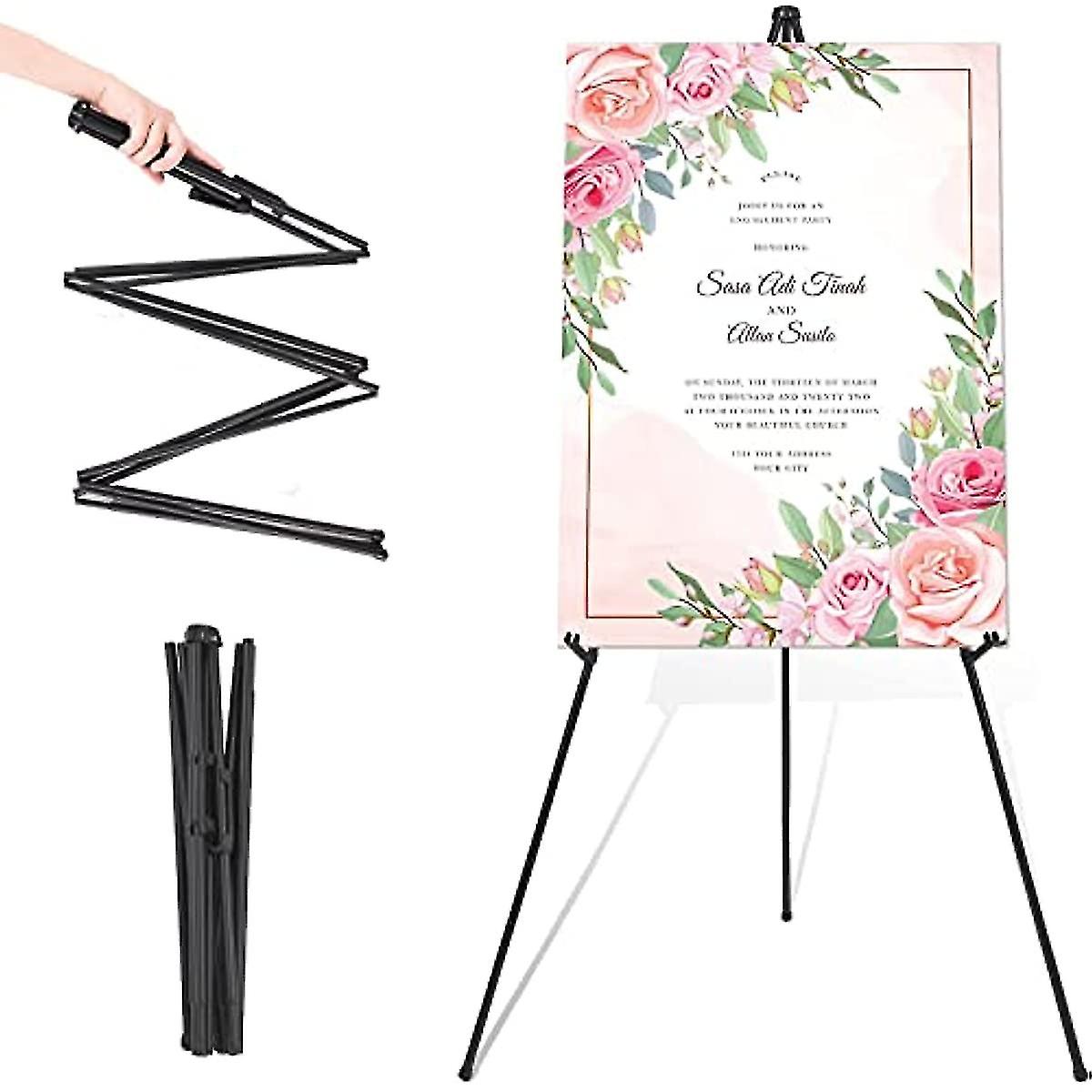Easel Stand For Wedding Sign & Poster Tripod Collapsible Portable Artist Floor Easels For Display Show - Easy Folding Telescoping Adjustable Art Poste