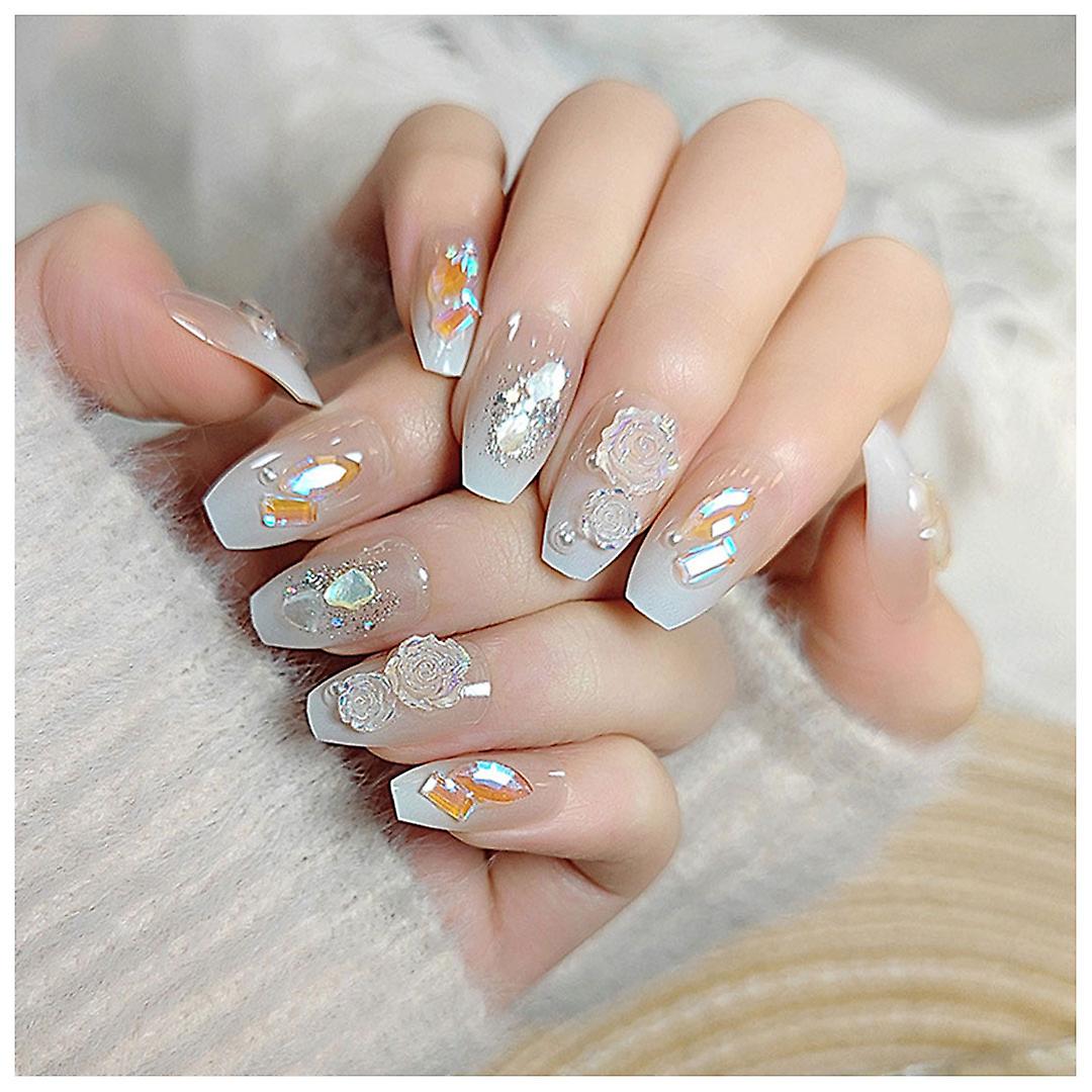 Press On Nails False Nail Gradient Natural Nails Short Square Shape