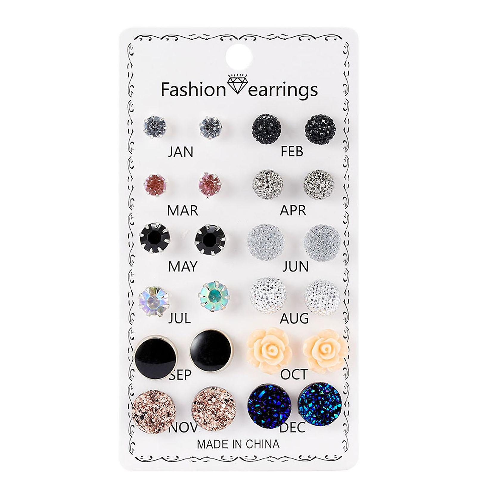 12 Pair Geometric Stud Earrings Stylish Lightweight Earring Accessories for Women