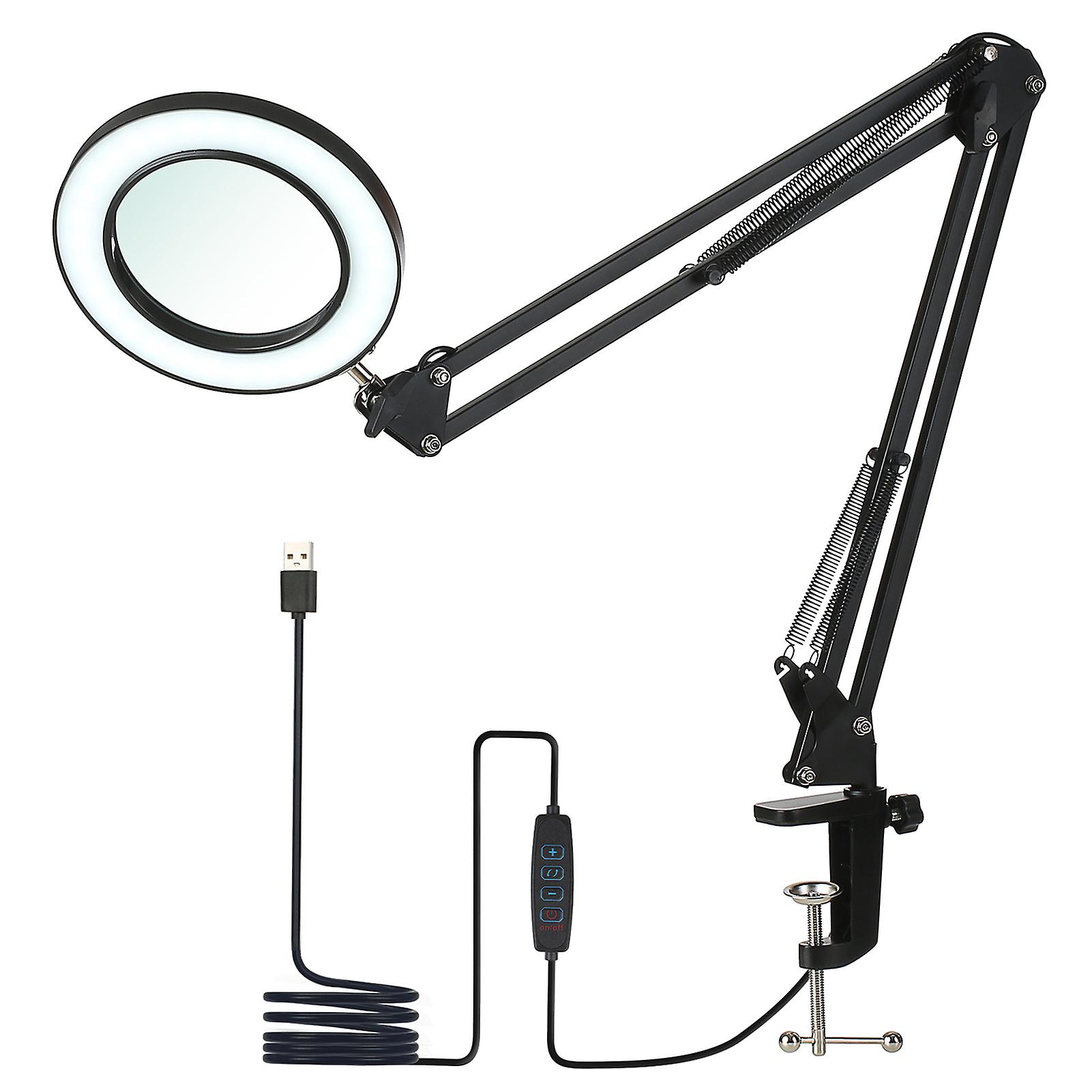 Neoglint Flexible Clamp-on Table Lamp With 8x Magnifier Leds Desk Light