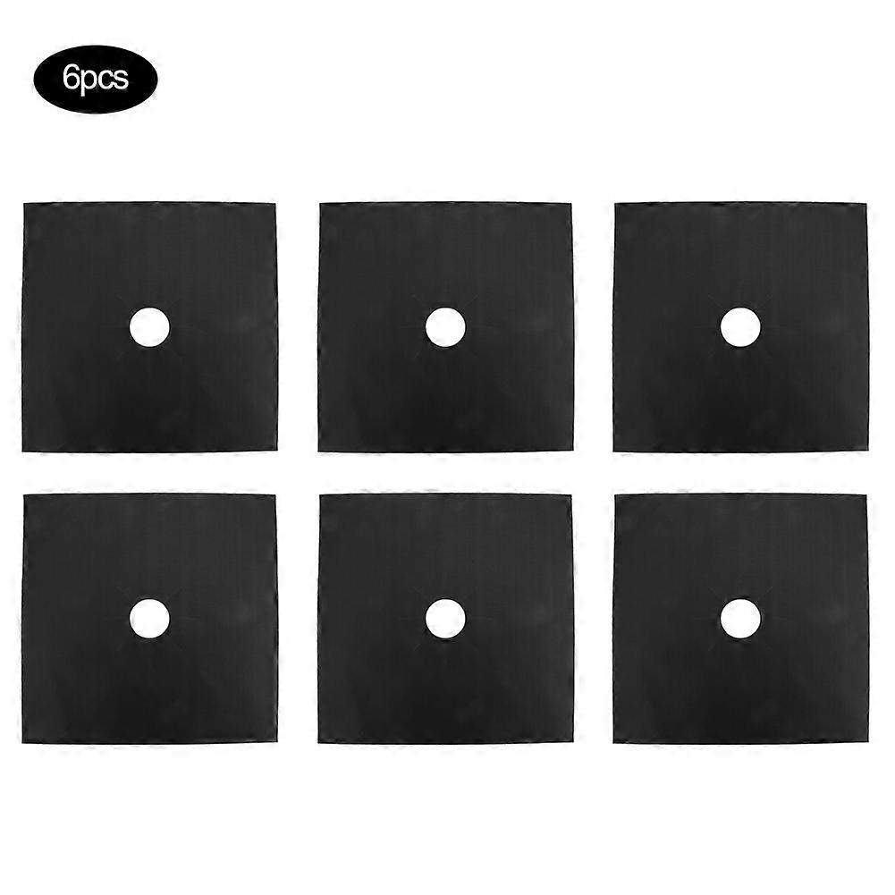 6 Pack Gas Stove Cleaning Mats, Surface Protector, Kitchen Accessories, Black
