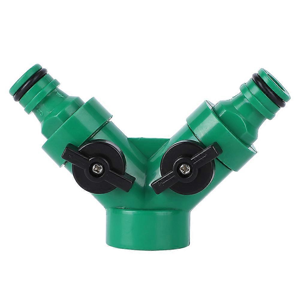 Two Way Pipe Divider Hose Splitter Garden Water Tap Adapter With Valve
