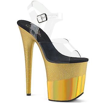 Pleaser Women's Shoes Flamingo-808-2hgm Clr/gold Glitter-hologram