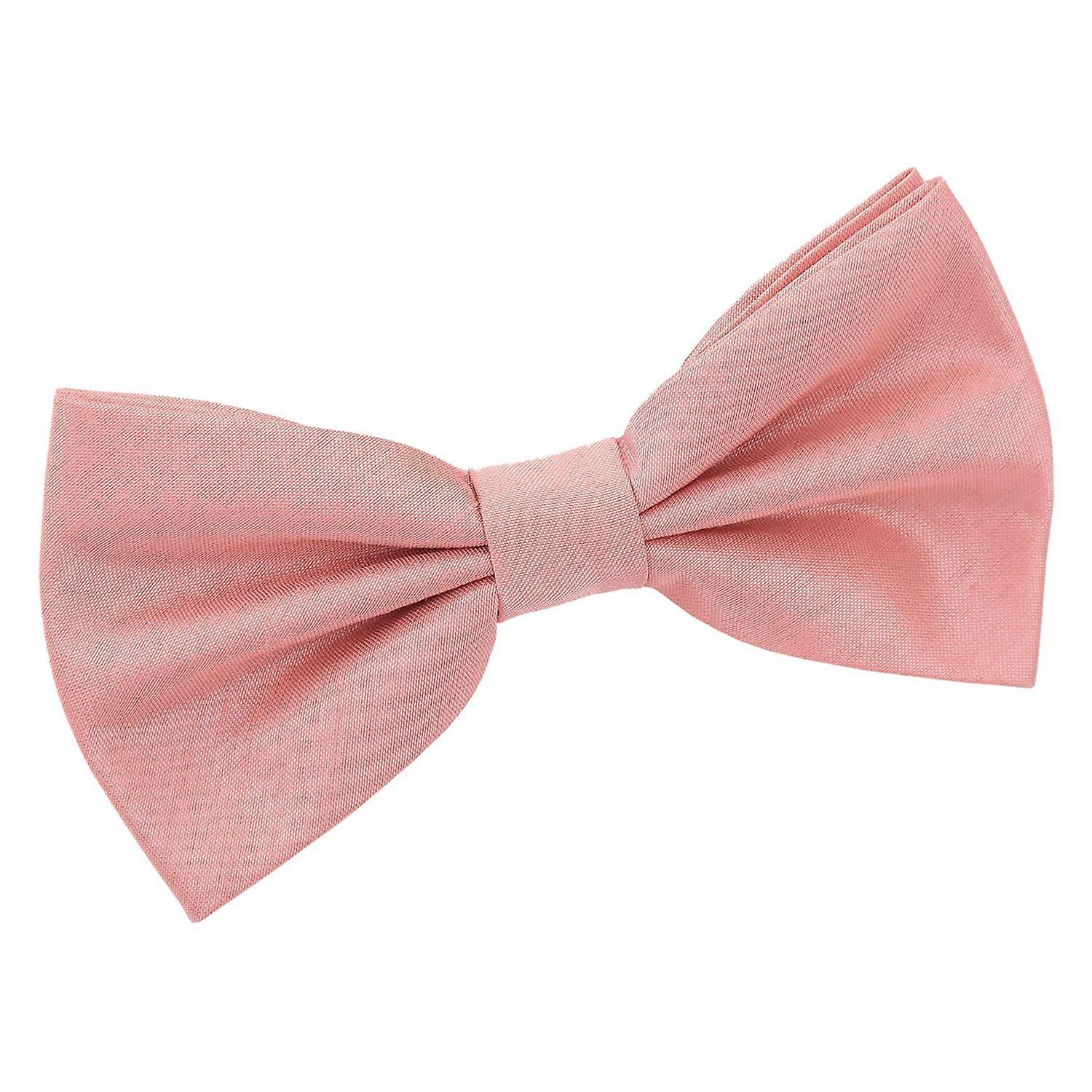 Peach Pink Plain Shantung Pre-Tied Bow Tie
