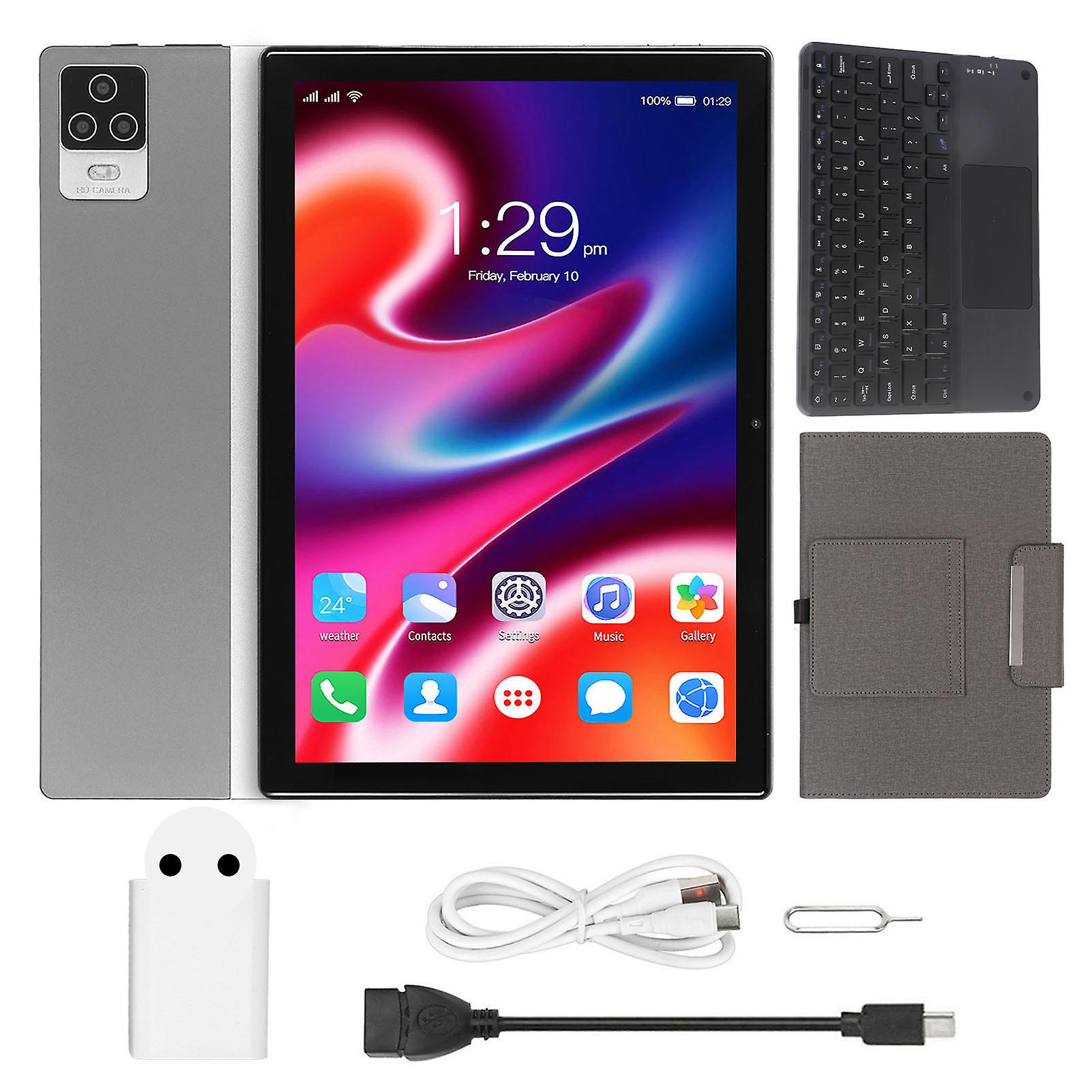 10,1" 2-in-1 Android 12 Tablet 8GB RAM 256GB Silber EU-Stecker