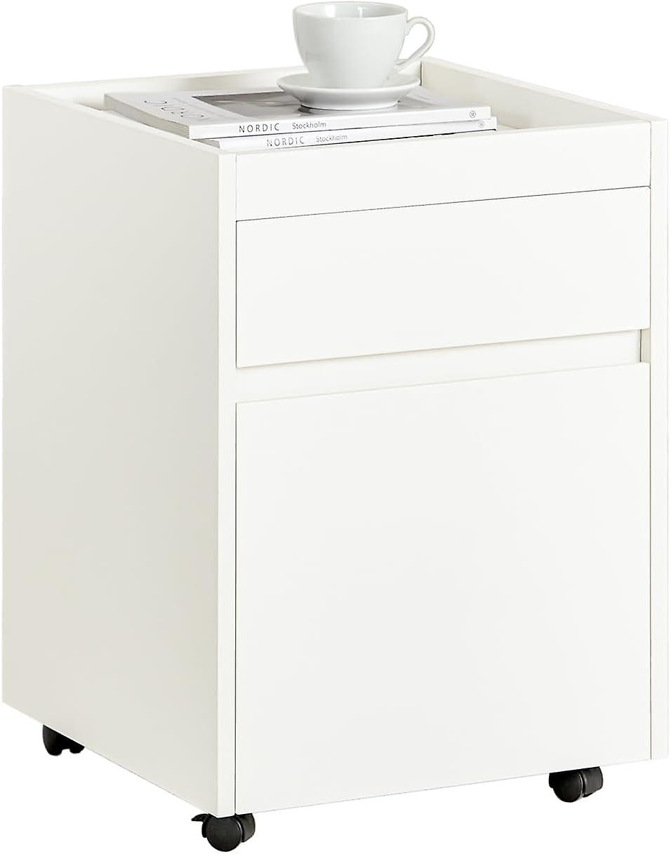 SoBuy FBT121-W,Home Office Mobile A4 Filing Cabinet with 2 Drawers Under Desk File Storage Cabinet on Wheels Storage for Files, Books, Magazines