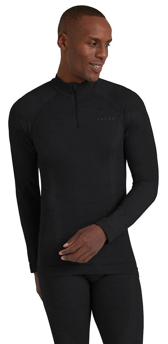 Falke Wool Tech Long Sleeve Zip Shirt - Black
