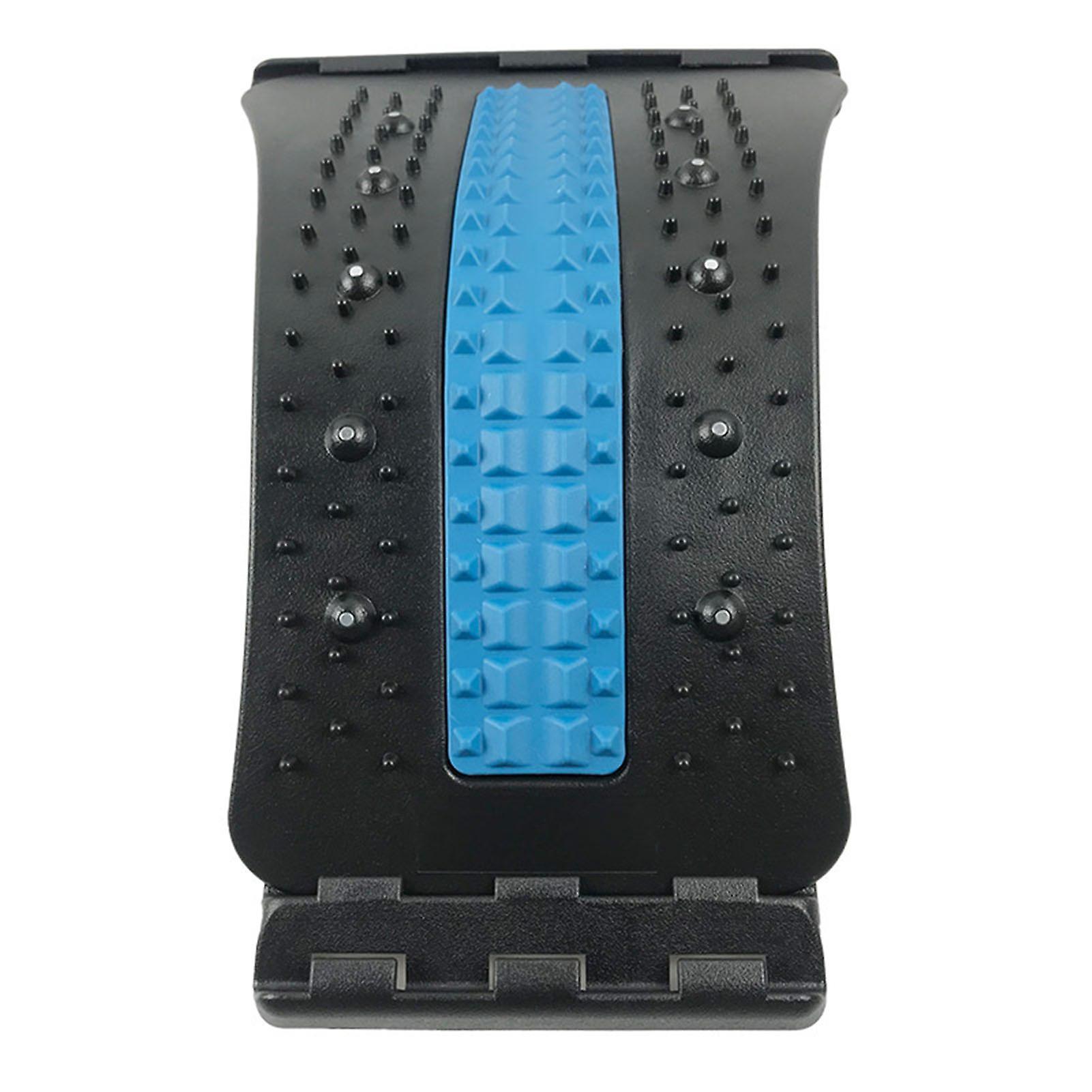 Back Massager Board Adjustable Level Lumbar Back Cracker Stretcher Board Spine Deck 4 Level Blue and Black
