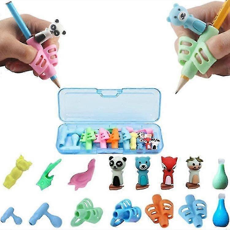 16 stk Blyantgrep Skrivehjelp Skrivehjelp Grep Universal Penn holder Grip Barn Med Box