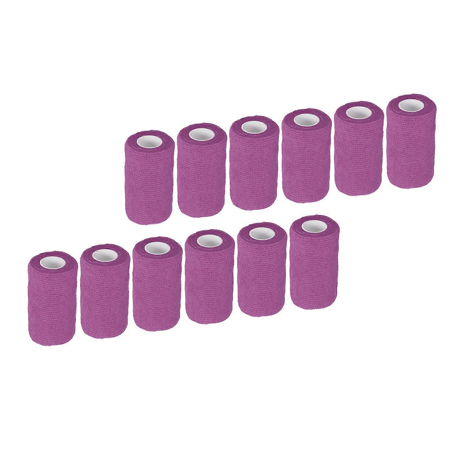 Pet Vet Wrap 12Pcs Bandage Wrap Natural Latex Elastic Self Adhesive Wrap for Cows Dogs Horses 10cm Purple