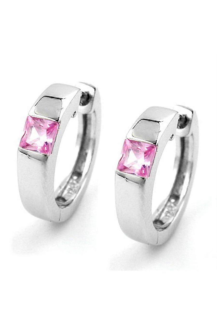 Hoop Earrings Zirconia Pink Silver 925 - Gl93231