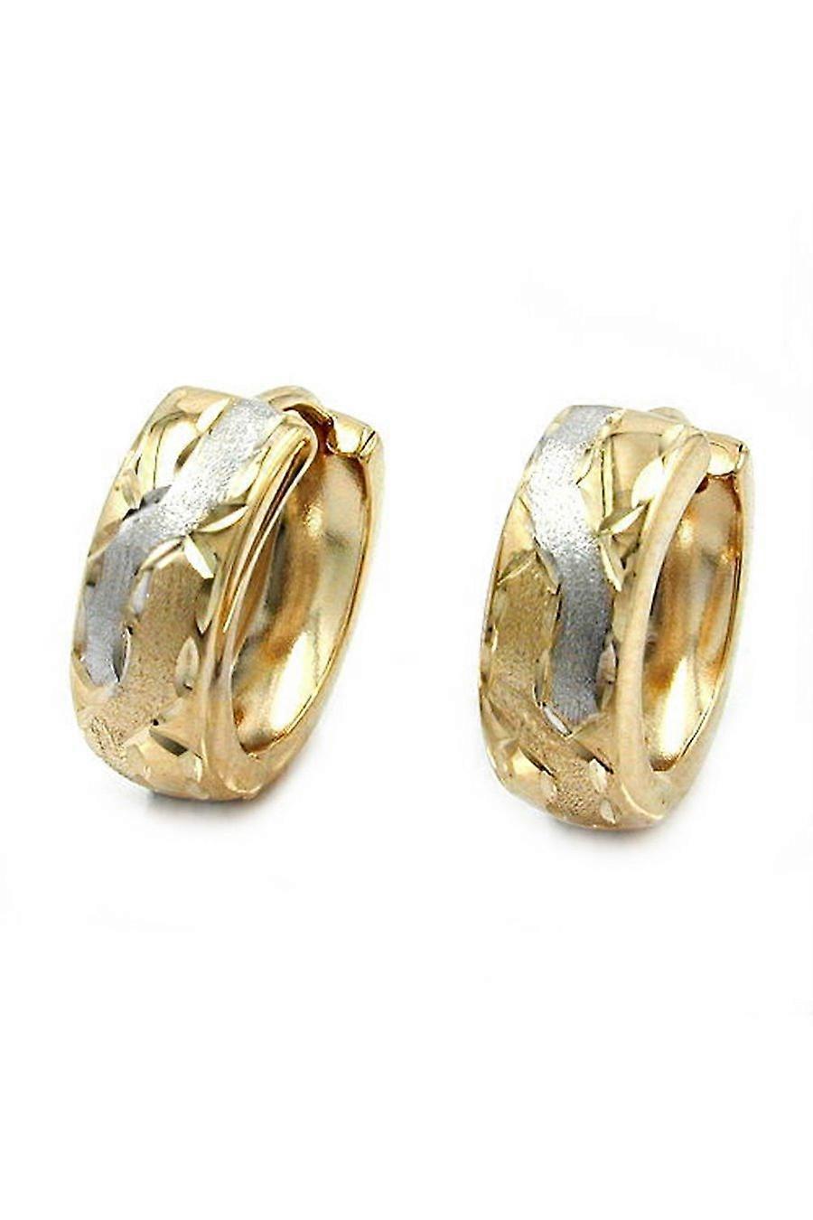 Hoop Earrings 14mm Two Tone 9k Gold - Gl430770