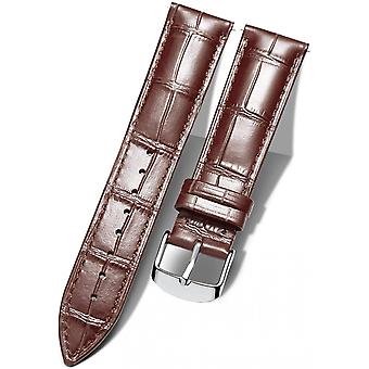 Genuine Leather Replacement Watch Band Multicolor Waterproof for Men Women, Brown (16mm)