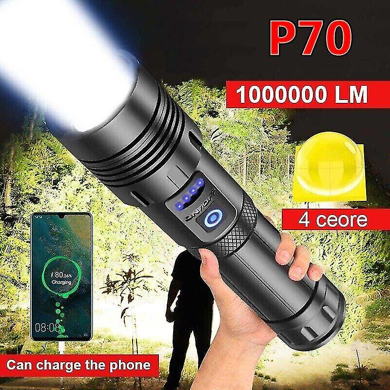 1000000 Lumens Super Bright LED Tactical Flashlight Rechargeable LED Work Light