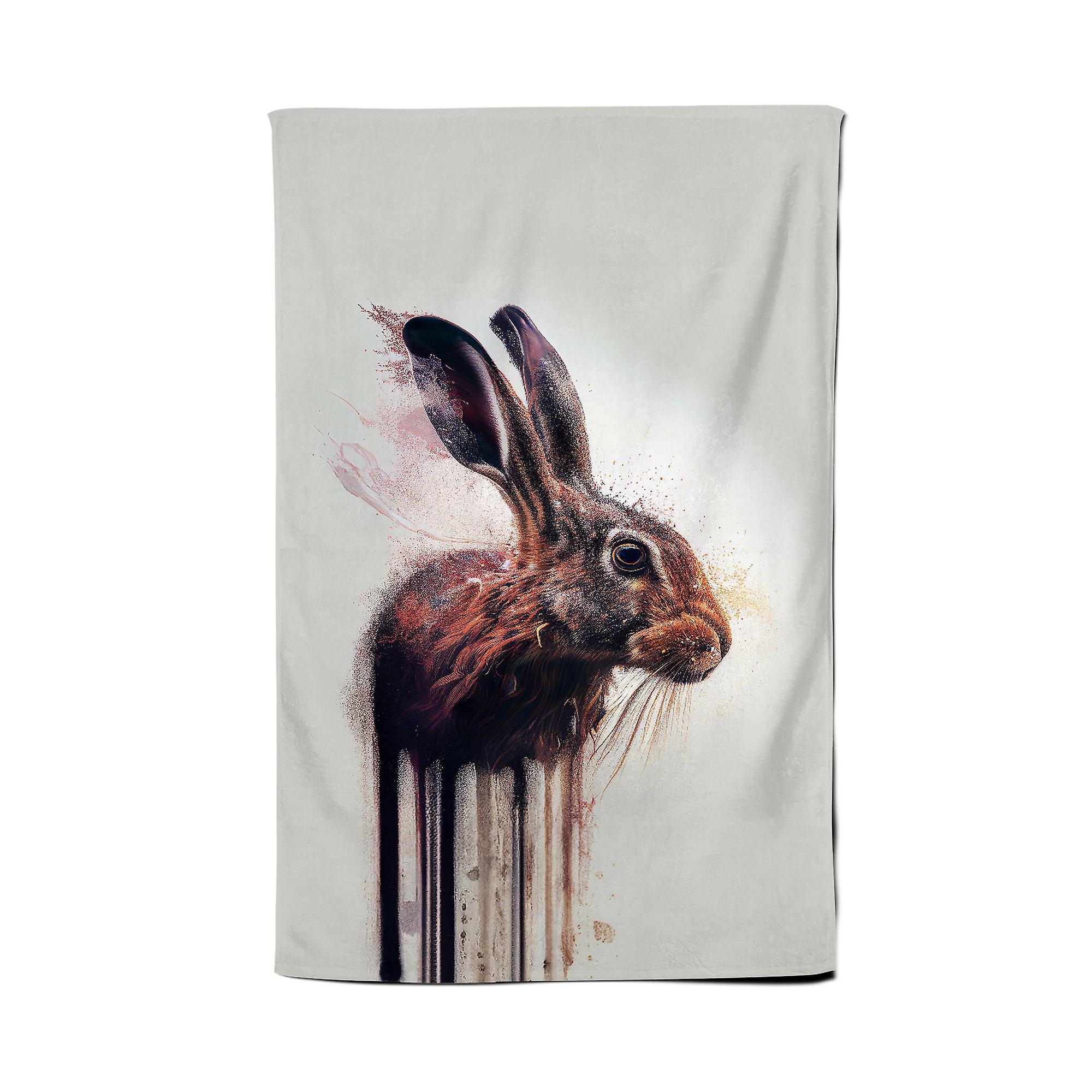 Hare Face Splashart Tea Towel
