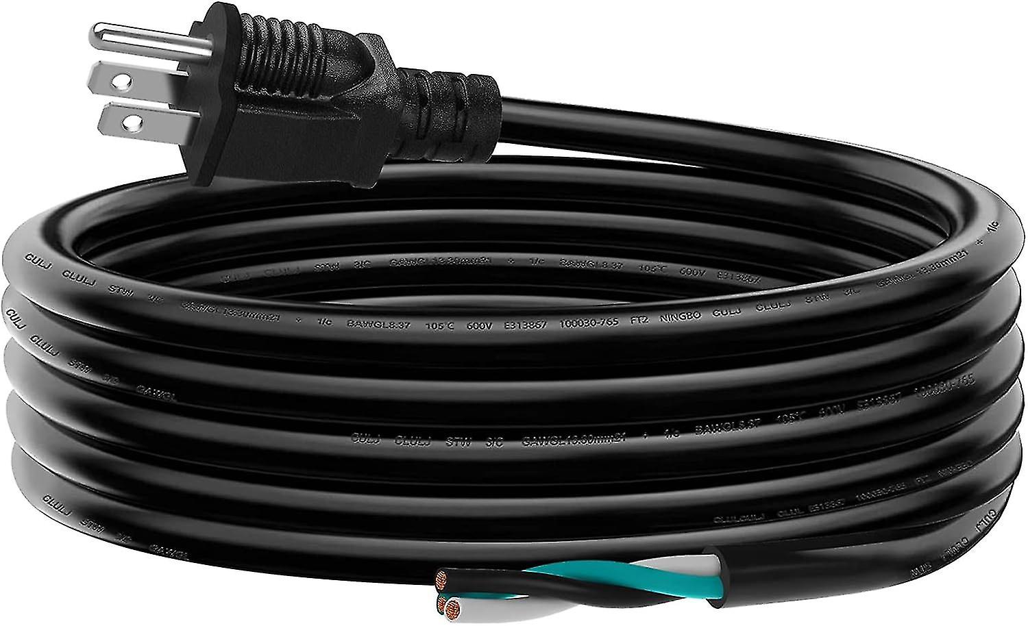 6 FT 12 AWG 3 Prong Replacement Power Cord, 20 Amp