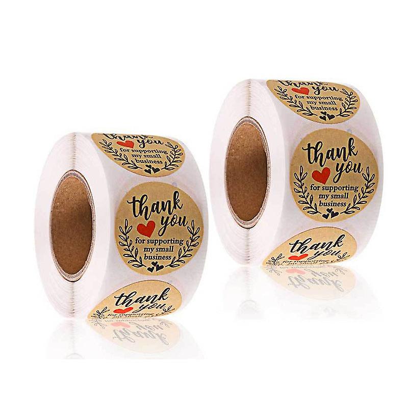 2X500pcs Christmas Xmas Kraft Paper Thank You Stickers Love Olive Stick Adhesive Label Tape