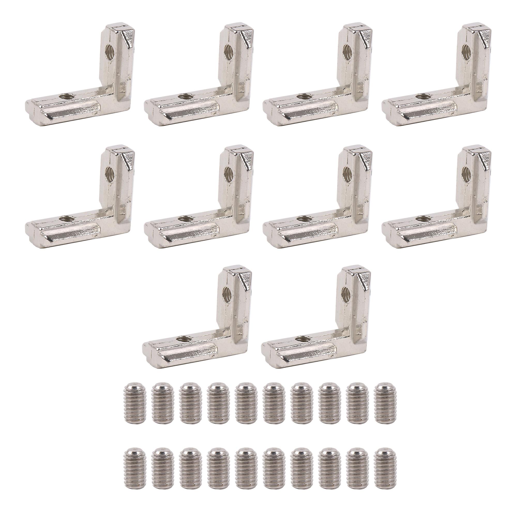 90 Degree L-Shape Zinc Alloy Interior Joint Brackets with Screws 4040 Set of 10