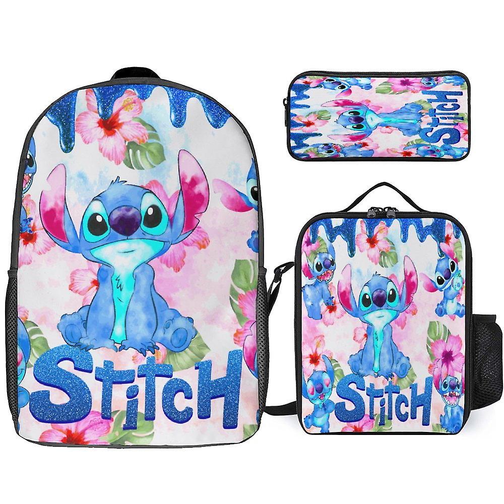 漫画ステッチバックパックセット漫画バックパックとペンケースとランチバッグランチボックス