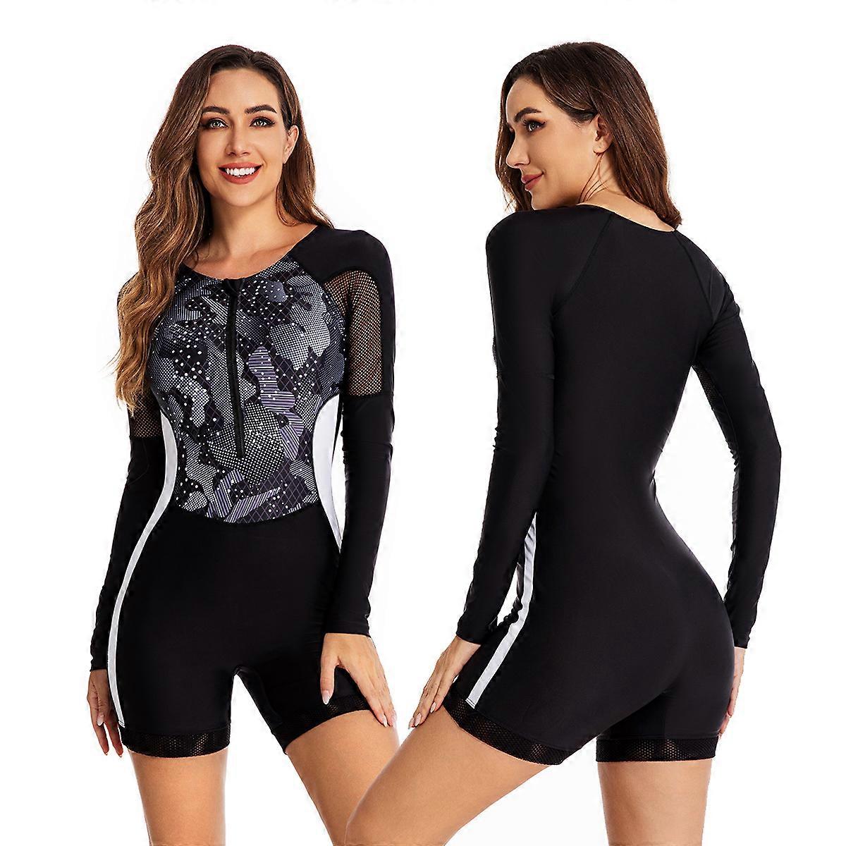 Damen Surf Bademode Boxer Shorts Langarm Athletik Bademode Bademode