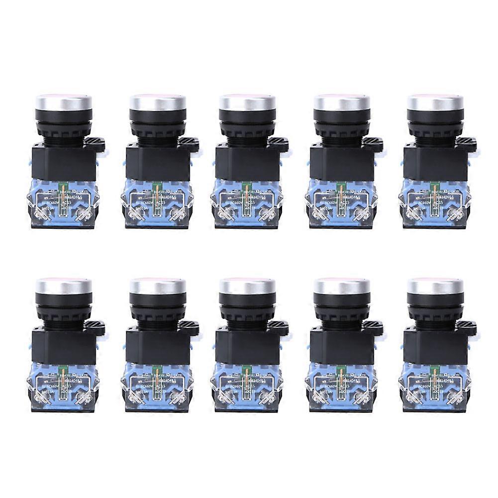 10Pcs BEM38-11 Automatic Reset 1 Open 1 Close Flat Push Button Key Switch 22mm(Red)