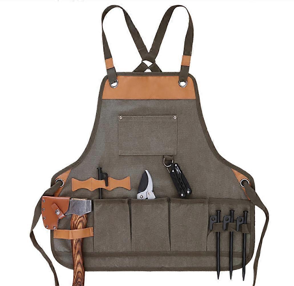Canvas garden tool belt for gardening apron with multiple pockets for sleeveless storage apron for men and women