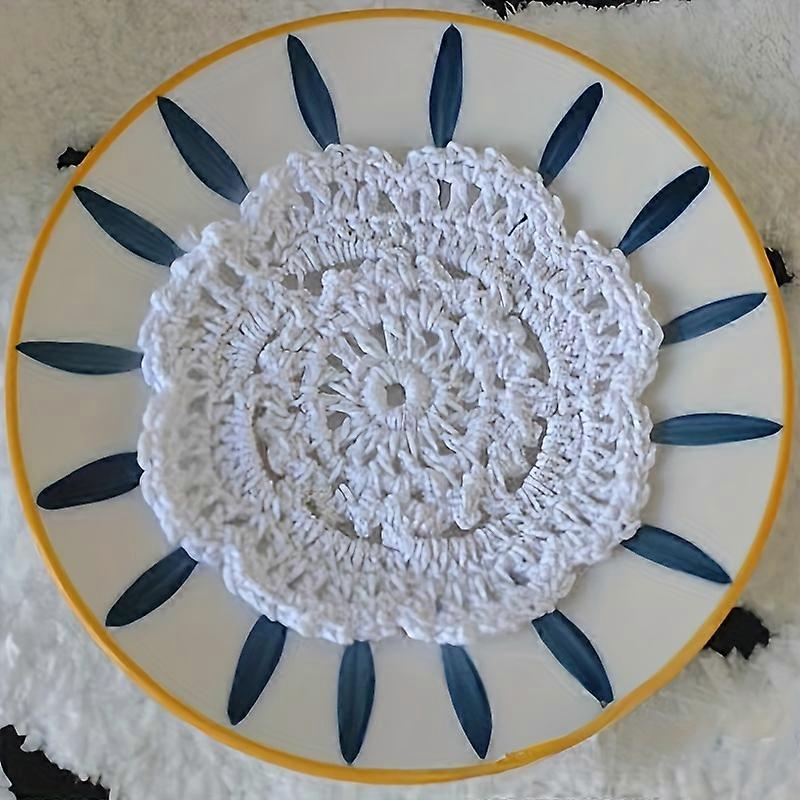 4個、コースター、手作りかぎ針編みコースターセット、花柄のファブリックテーブルマット、家の装飾のためのレトロなスタイルの断熱パッド、部屋の装飾