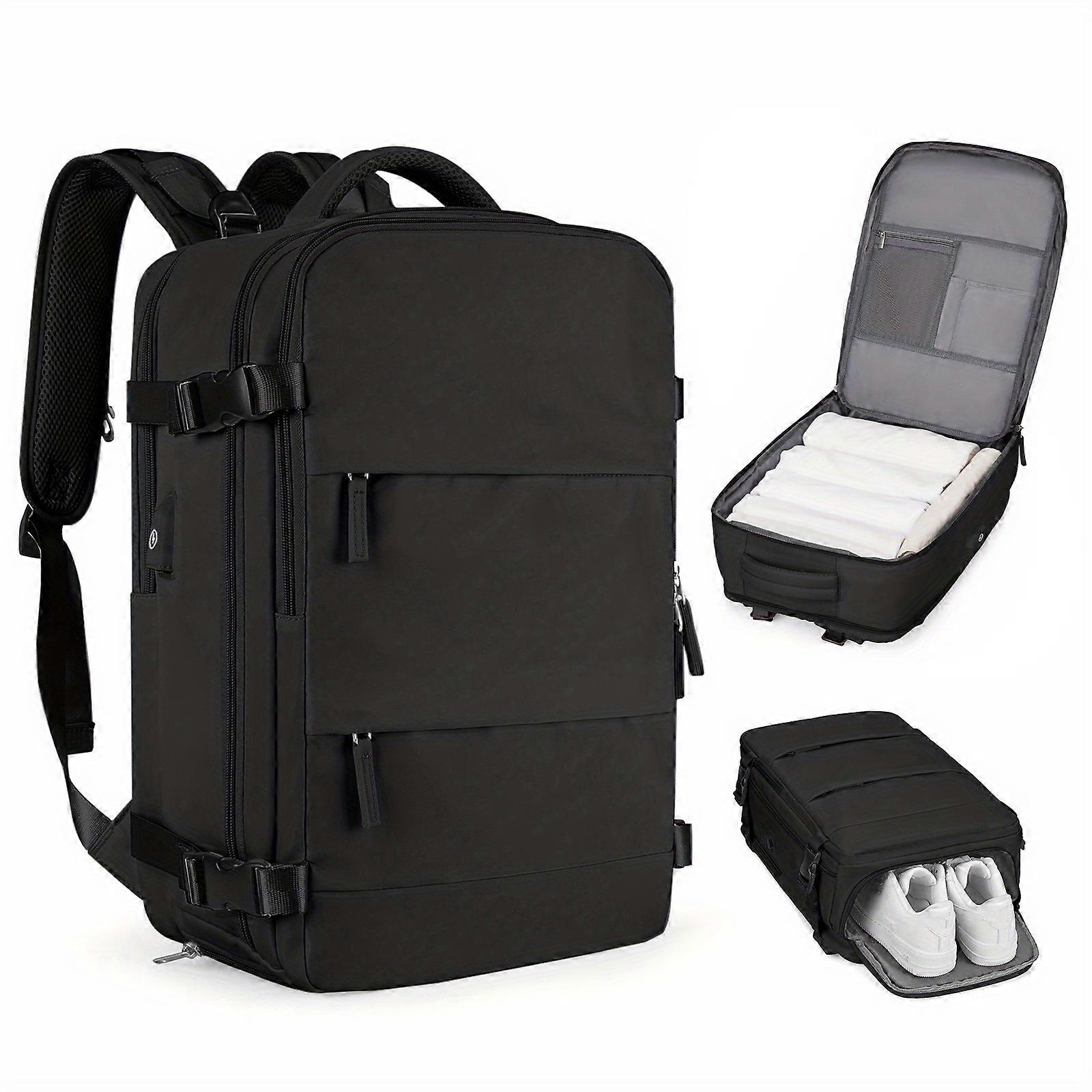 Multi Pocket Carry On Travel Backpack, Flight Approved Gym Bag With Shoe Compartment, Waterproof Laptop School Bag