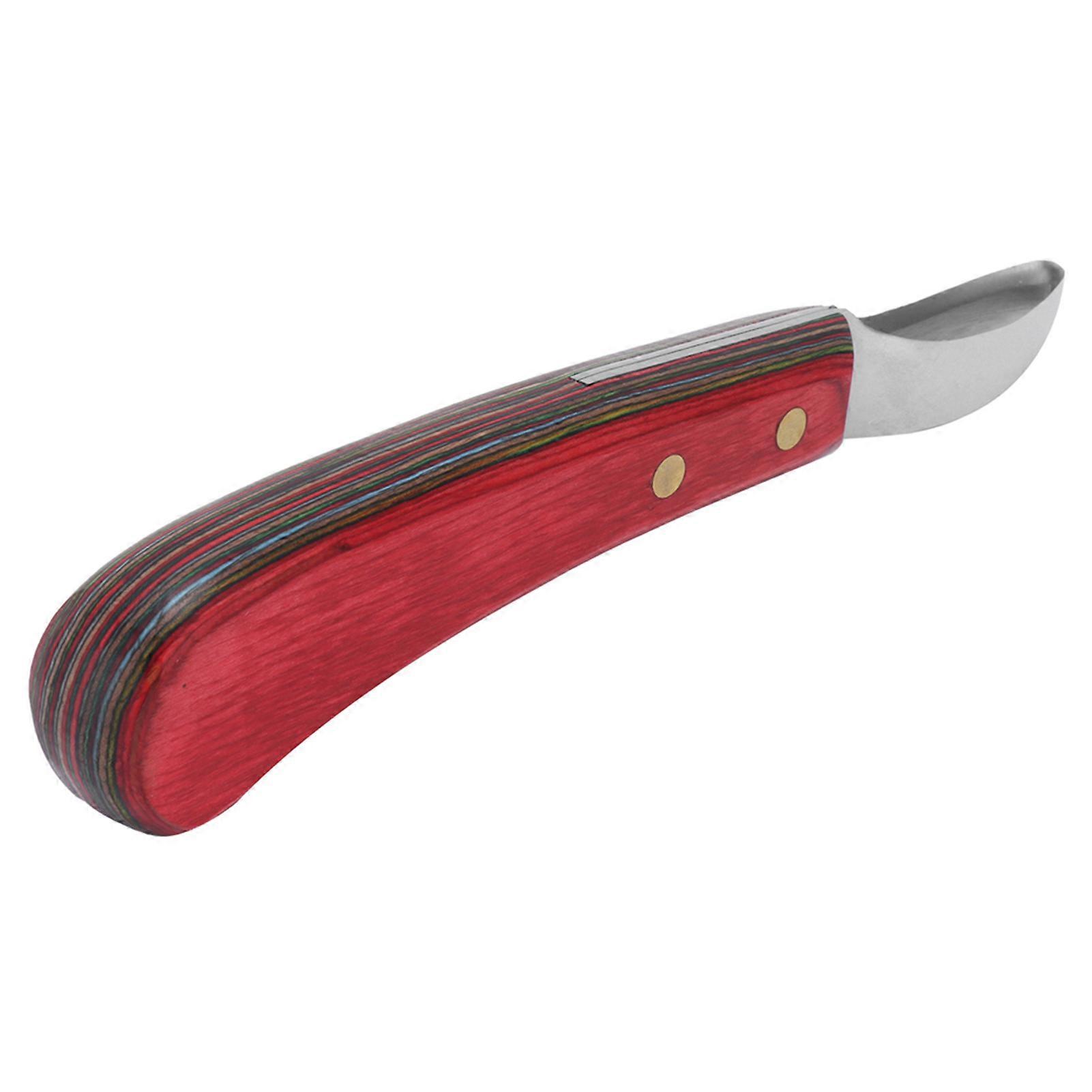Hoof Knife Chisel Tool Steel Curved Hoof Trimmer Cleaning Tool with Wooden Handle for Farrier