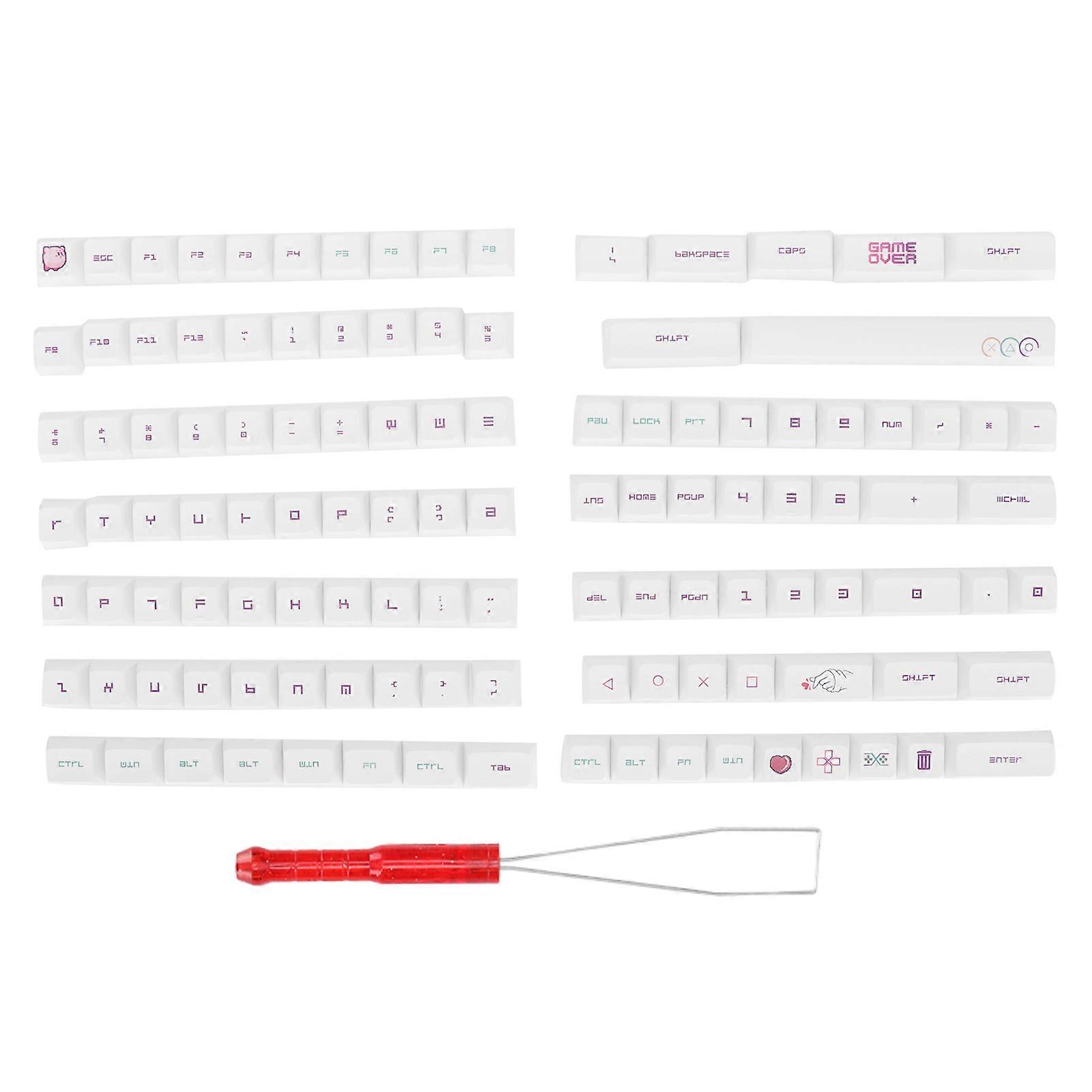 PBT Keycaps Oil Resistant XDA Height Personality Cartoon 118 Key Video Game Keycap for Mechanical KeyboardWhite