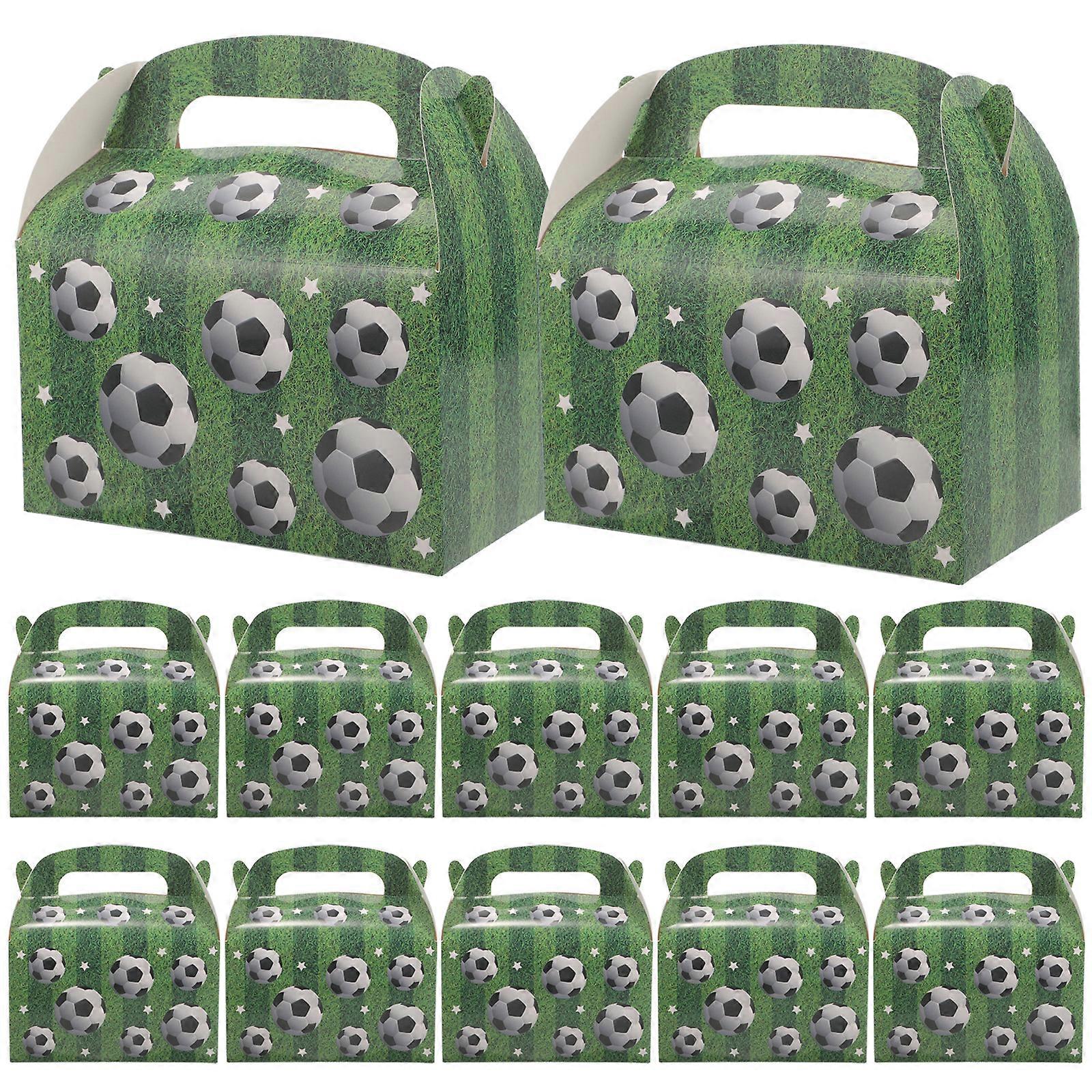 12Pcs Soccer Theme Candy Box Cookie Boxes with Handles Gable Box Paper Treat Box