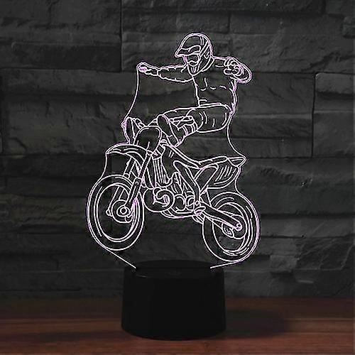 Black Base Creative 3d Led Decorative Night Light,16 Color Remote Control, Motorcycle Stunt 1