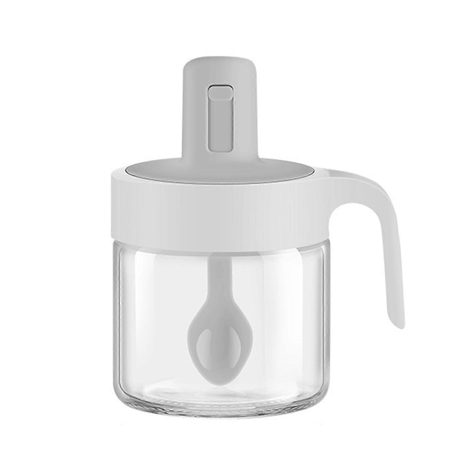 Condiment Containers With Retractable Spoon Easy Cleaning One Hand Operation Seasoning Jar For Home Buffet And Cafe