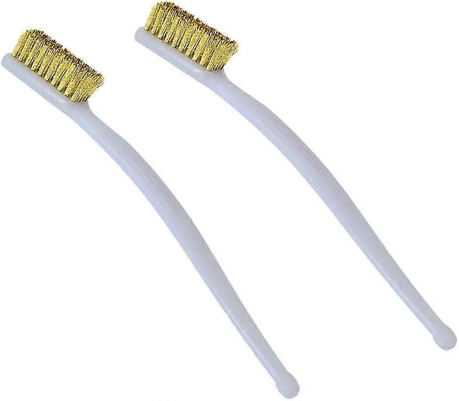 2pcs Brass Wire Brushes, Mini Cleaning Brush For Removing Rust Stains And Fungus Wire Brush Against 3d Printer Welding Dust,white