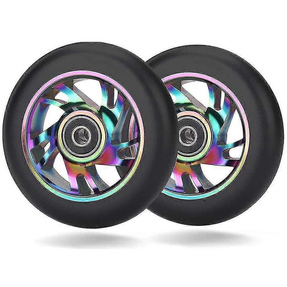 2 Pcs 100mm Scooter Replacement Wheels With Bearing Stunt Scooter