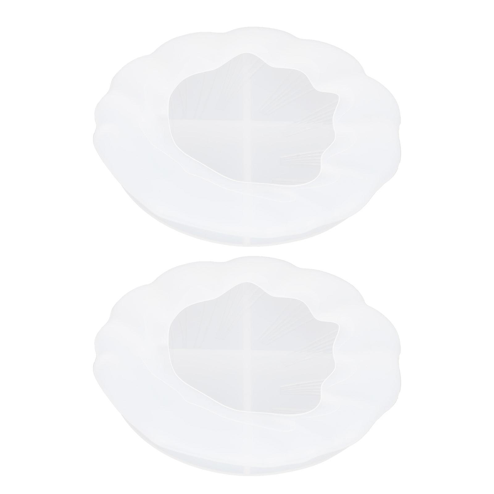 2Pcs Epoxy Mold Resin Casting Mould DIY Silicone Saucer Plate Leaf Texture Shell Mirror Surface
