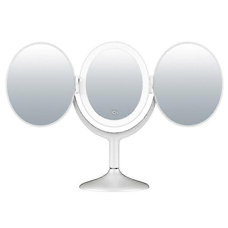 luminous makeup mirror tri-fold makeup mirror oval folding makeup
