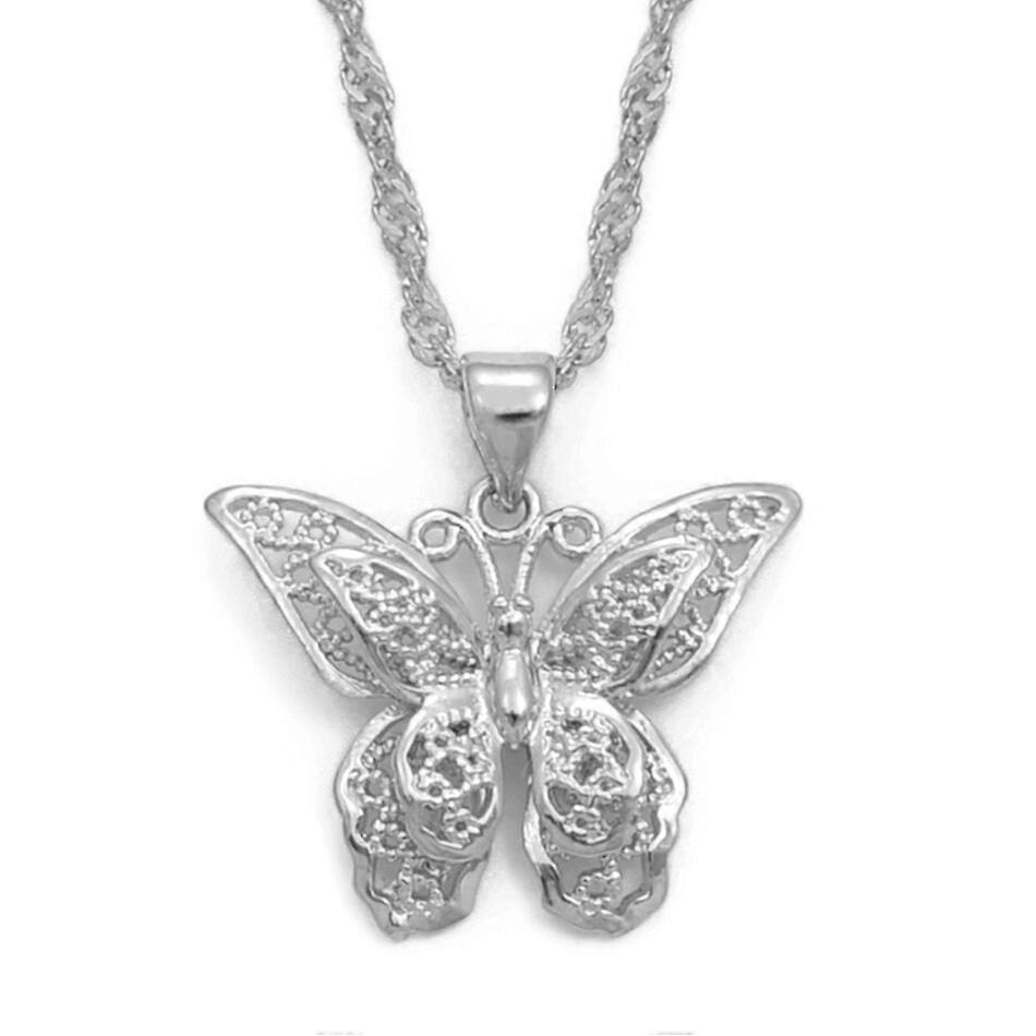 Anniyo Charms Fluture Pandantiv Lanț Coliere Femei Fată Argintiu Culoare Auriu Fluturi Bijuterii La modă PNG #006209P