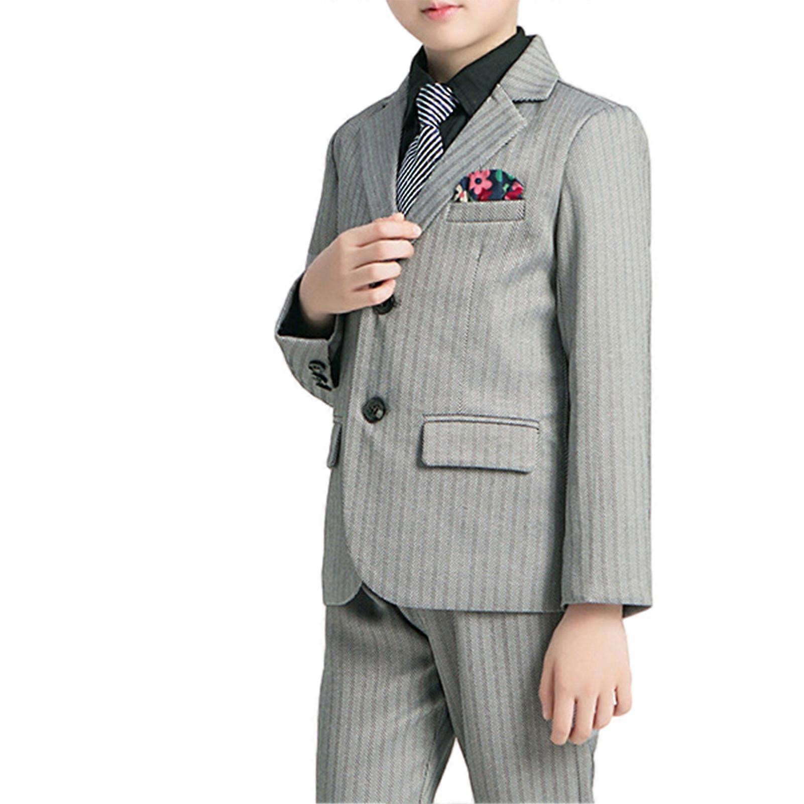 Striped Boys' Suit Set for Spring Fall Comfortable Breathable Clothes for Banquet