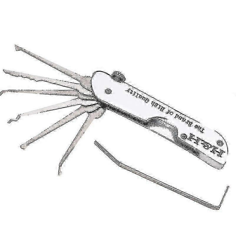 Lock Picking Set Foldable 7 In 1 Stainless Steel Lock Pick Set With Wrench Compact Training Kit(silver) - Snngv