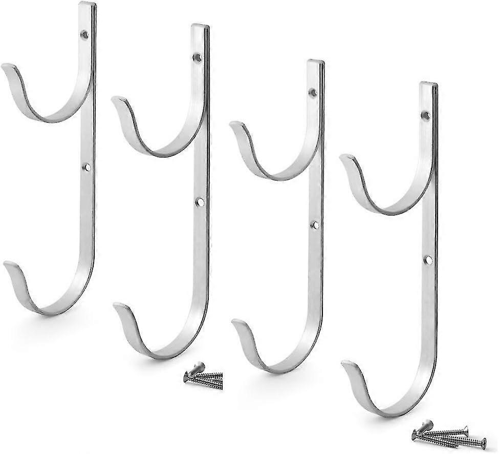 Set Of 2 Pool Pole Hanging Aluminium Brackets For Telescopic Poles, Skimmers, Leaf Sweepers, Nets, Brushes And Hooks For Vacuum Pipes.