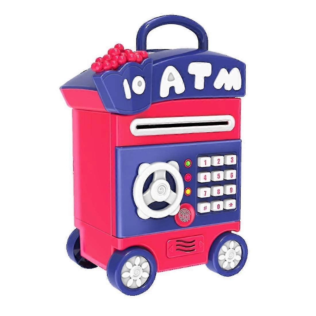 Piggy Bank,simulate Fingerprint Password/auto Paper Money Scroll Bank,pushable Piggy Bank With Whee