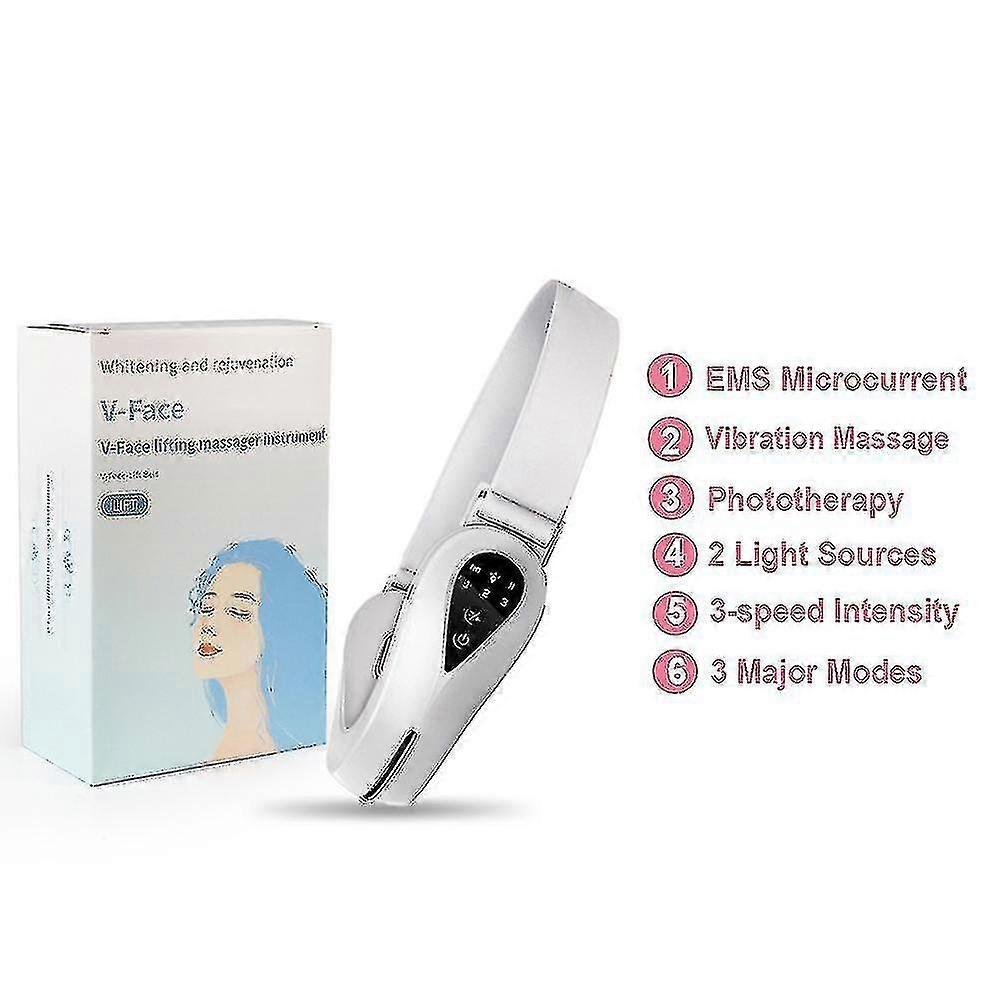 Microcurrent V Face Shape Face Lifting Ems Facial Slimming Massager Double Chin Remover Led Light Therapy Facial Lift Device