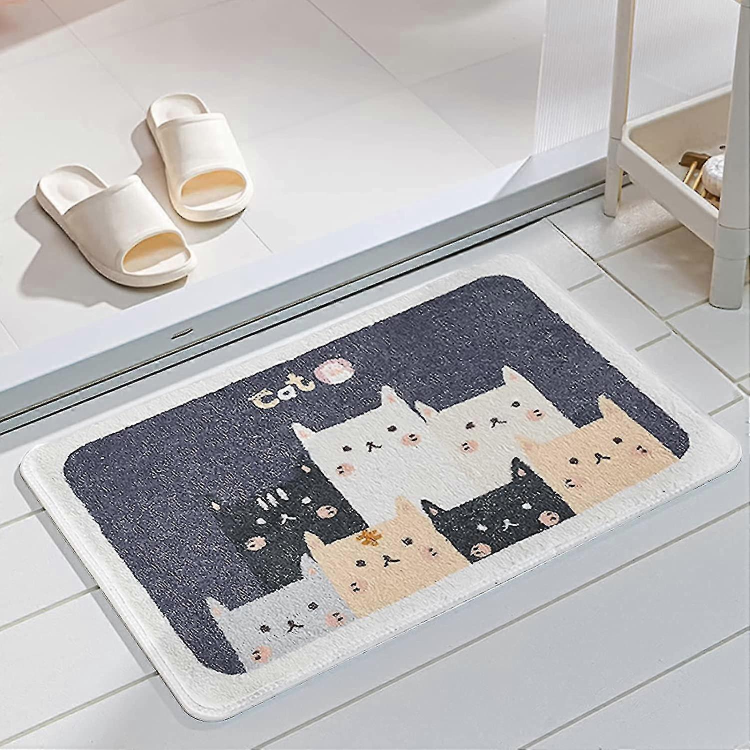 Bath Mat,flocking Bathroom Rugs,indoor Small Bath Matcat House)